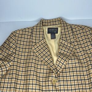 Lafayette 148 Yellow Plaid Wool Blazer